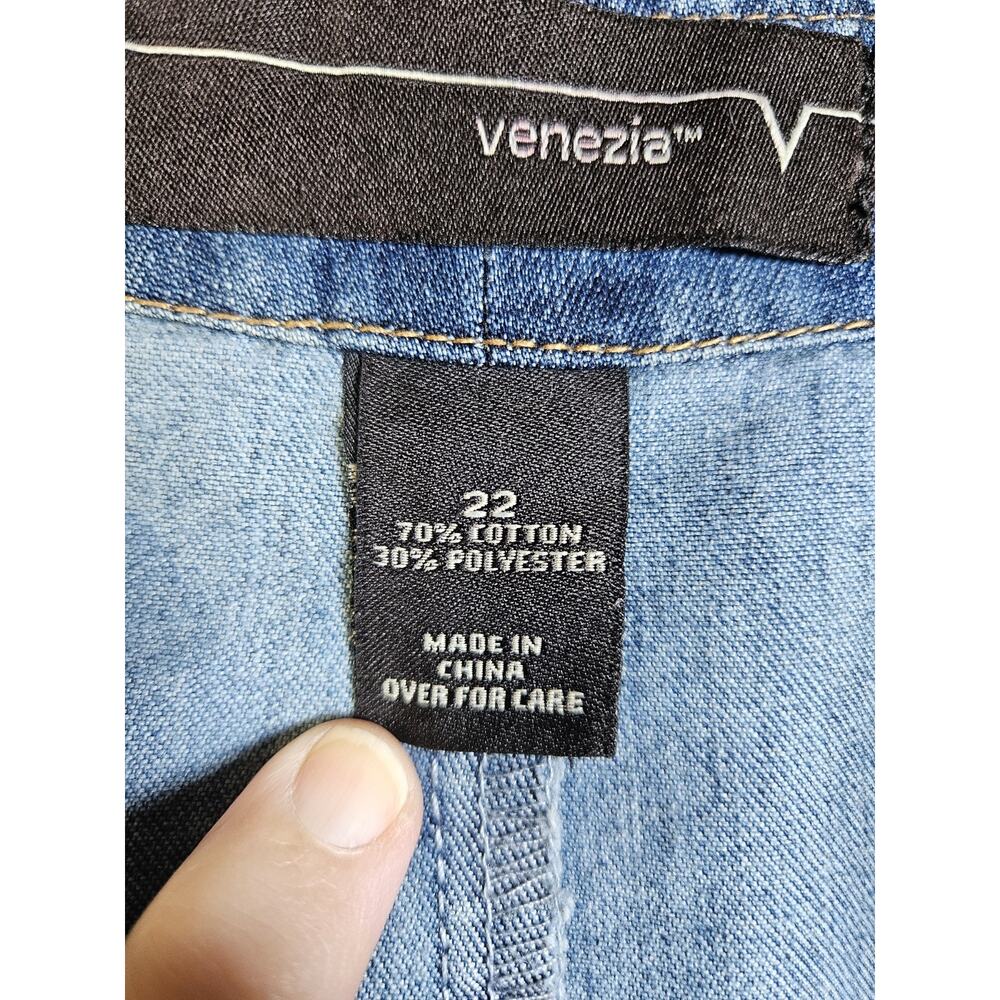 Venezia Denim Asymmetric Longer In Back A-Line Midi Skirt Blue Plus Size 22 - Picture 3 of 6